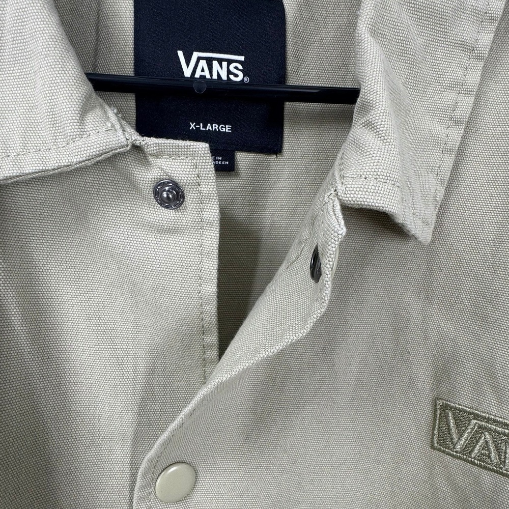 Vans Torrey Canvas Coach Jacket Men's XL Light Green Snap Front Cotton NEW - Picture 8 of 11